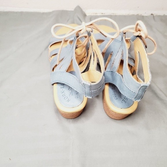 Kork-Ease Light Blue Skyway Leather  Strappy Chris cross Sandal shoes - Picture 7 of 12